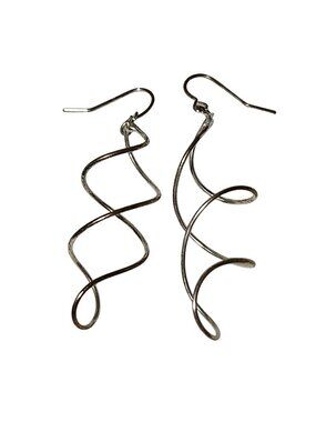 Elegant Silver Tone Spiral Dangle Earrings Modern Design Fashion Jewelry Women